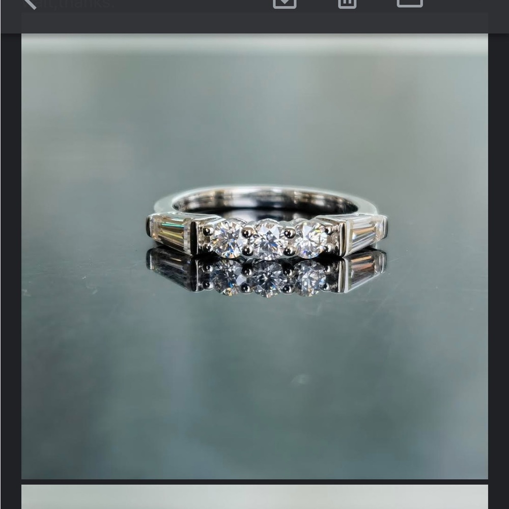 Silver and moissanite ring